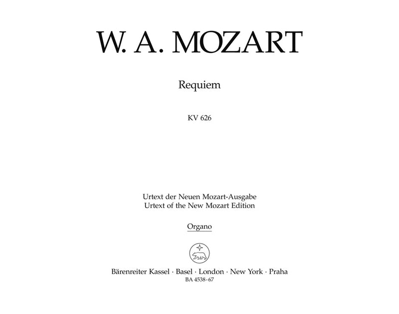 Requiem K. 626（ジュースマイヤー版） [organ part]