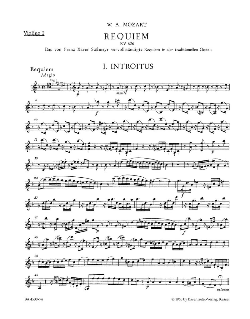 Requiem K. 626（ジュースマイヤー版） [violin 1 part]