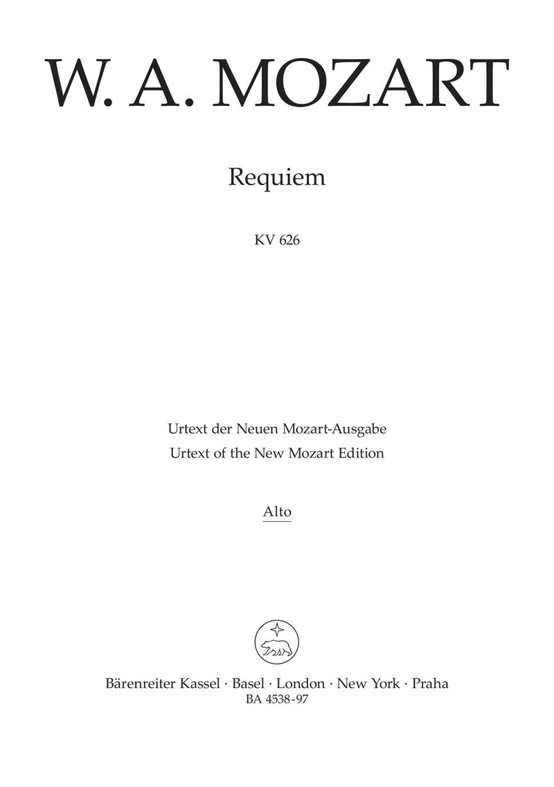 Requiem K. 626（ジュースマイヤー版） [Alto part]