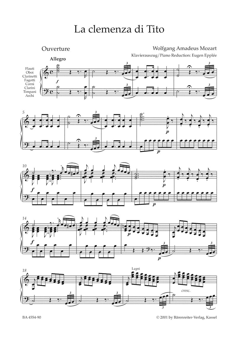 La clemenza di Tito K. 621 （ヴォーカル・スコア）
