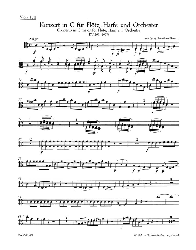 Concerto for Flute, Harp and Orchestra C major K. 299(297c) [viola1/viola2 part]