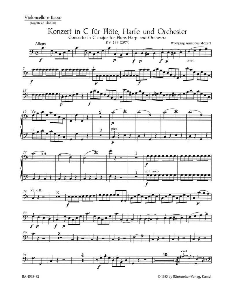 Concerto for Flute, Harp and Orchestra C major K. 299(297c) [VC/double bass/bassoon ad lib. part]
