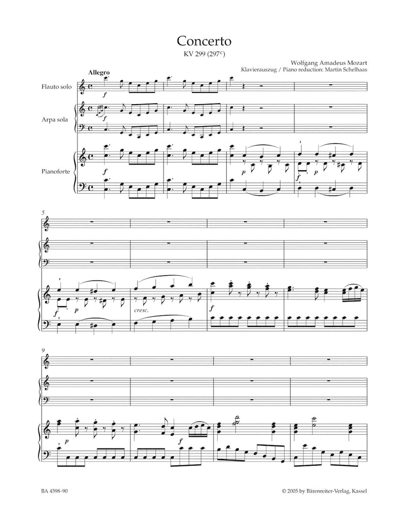 Concerto for Flute, Harp and Orchestra C major K. 299(297c)（ピアノ・リダクション）