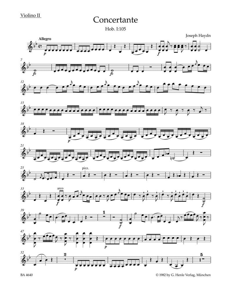Concertante for Oboe, Bassoon, Violin, Cello and Orchestra Hob. I:105 [violin 2 part]