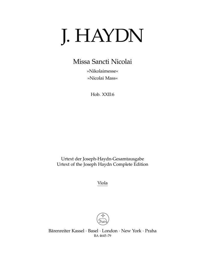 Missa Sancti Nicolai Hob. XXII:6 "Nicolai Mass" [viola part]