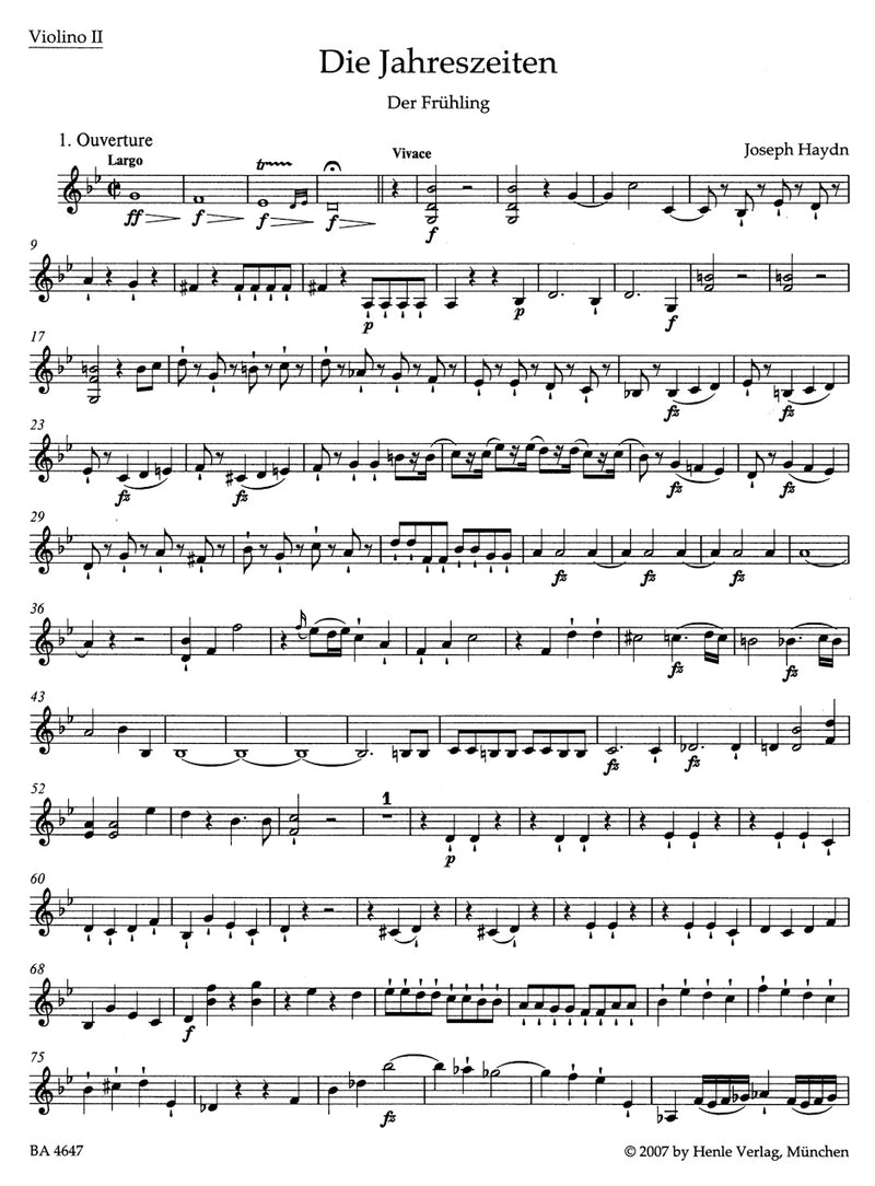Die Jahreszeiten Hob. XXI:3 (1799-1801) [violin 2 part]