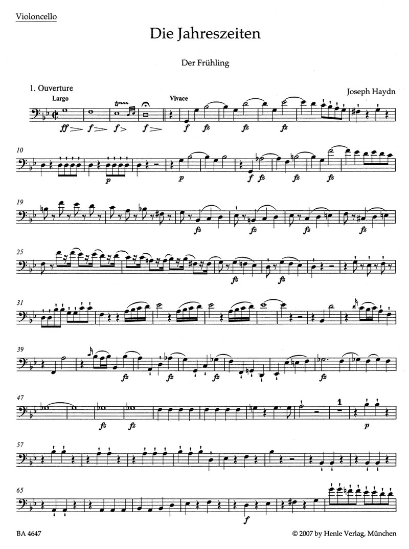 Die Jahreszeiten Hob. XXI:3 (1799-1801) [cello part]