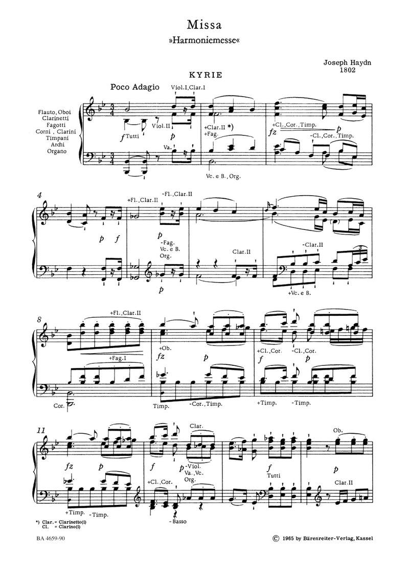 Missa B-Dur "Harmoniemesse" = Missa in B-flat major Hob.XXII:14 "Harmony Mass"（ヴォーカル・スコア）