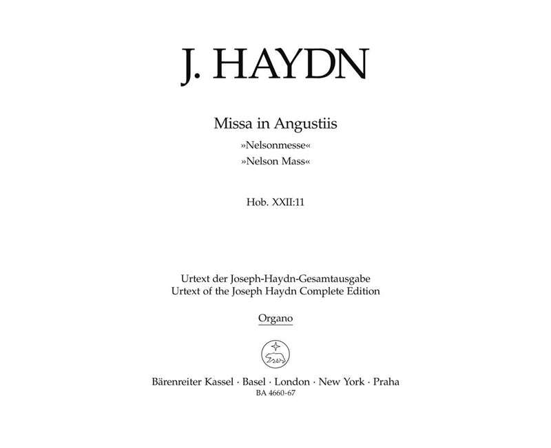 Missa in Angustiis Hob.XXII:11 "Nelson Mass" [organ/Bc part]