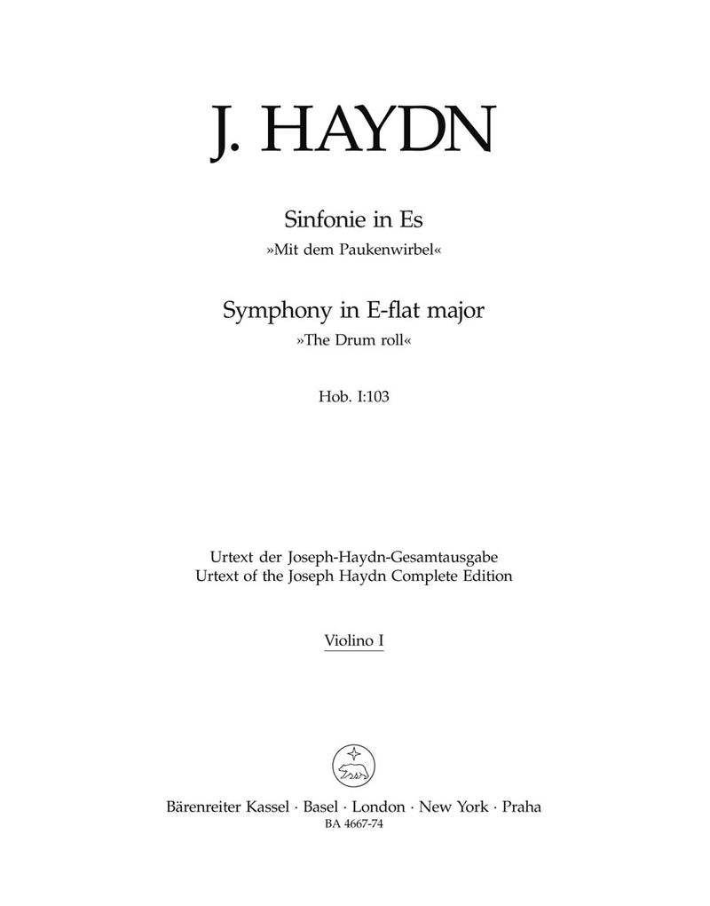 Londoner Sinfonie Nr. 11 Es-Dur Hob. I:103 "Mit dem Paukenwirbel" [violin 1 part]