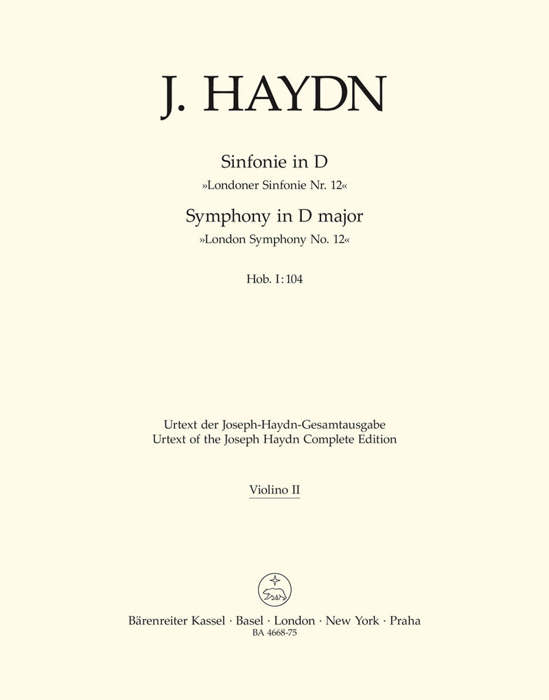 Symphony D major Hob.I :104 "London Symphony No. 12" [violin 2 part]