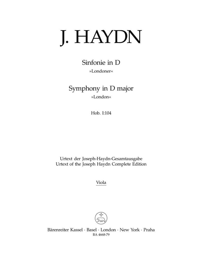 Symphony D major Hob.I :104 "London Symphony No. 12" [viola part]