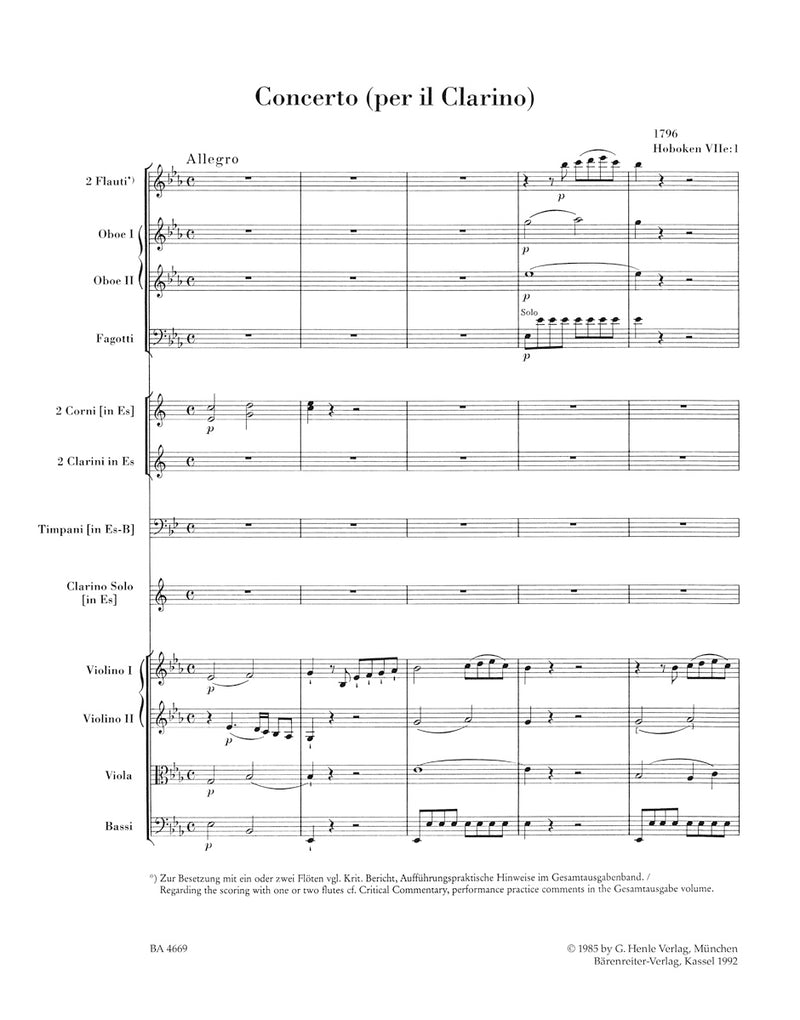 Concerto for Trumpet and Orchestra E-flat major Hob.VIIe:1 [score]