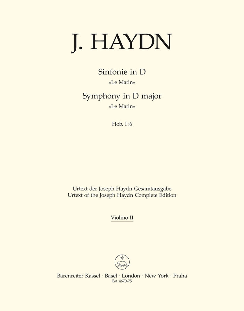 Symphony Nr. 6 D major Hob. I:6 "Le Matin" [violin 2 part]