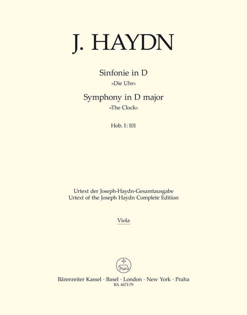 London Symphony Nr. 8 D major Hob.I:101 "The Clock" [viola part]