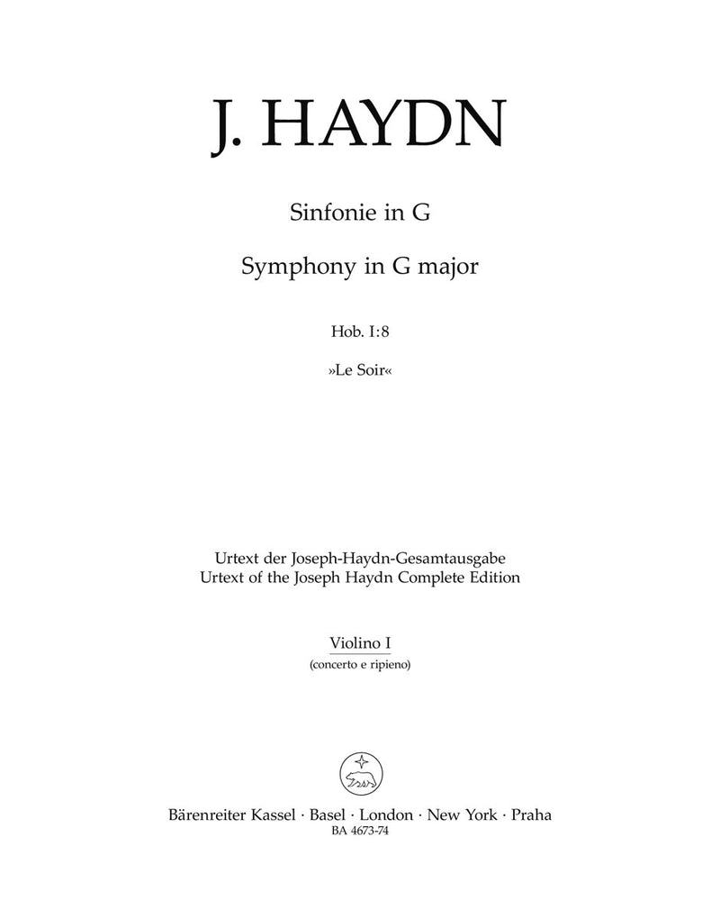 Symphony Nr. 8 G major Hob.I:8 "Le Soir" -Concerto and ripieno part- [violin 1 part]