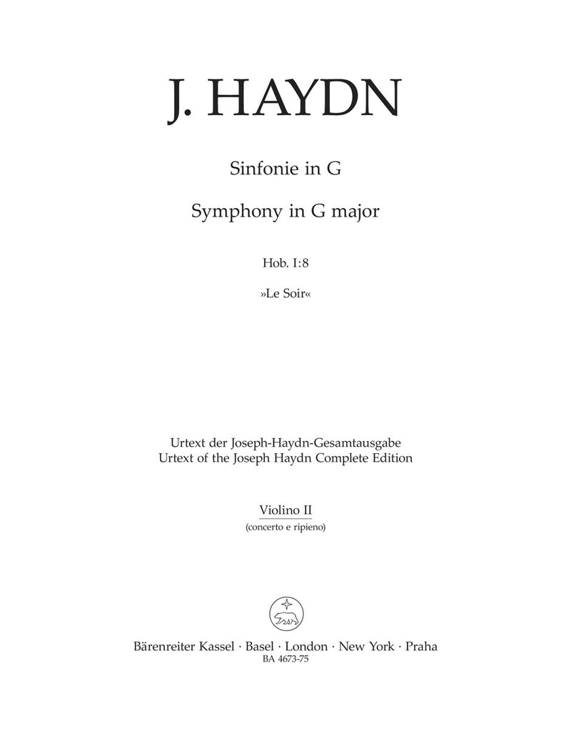 Symphony Nr. 8 G major Hob.I:8 "Le Soir" -Concerto and ripieno part- [violin 2 part]