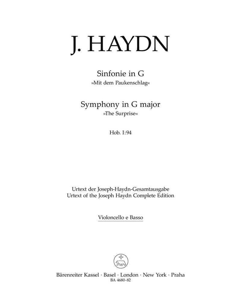 Symphony Nr. 94 G major Hob. I:94 "The Surprise" [cello/double bass part]