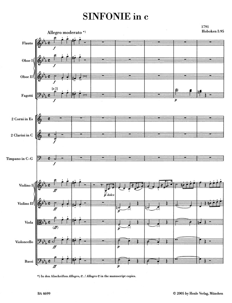 Symphony C minor Hob. I:95 [score]
