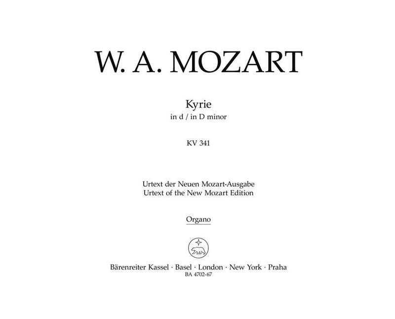 Kyrie D minor K. 341 (368a) [organ part]