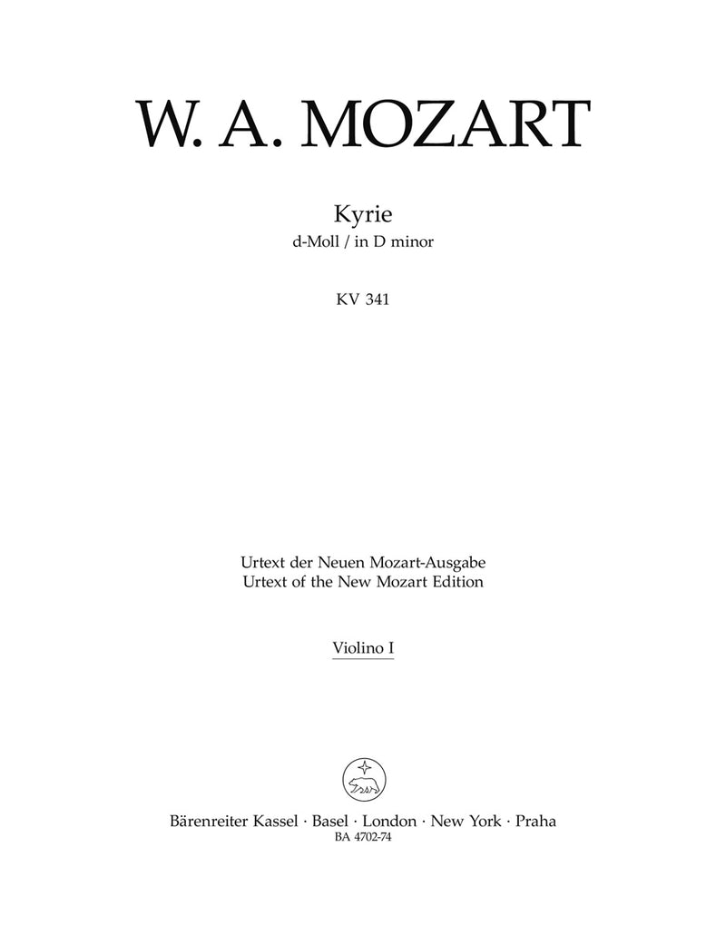 Kyrie D minor K. 341 (368a) [violin 1 part]