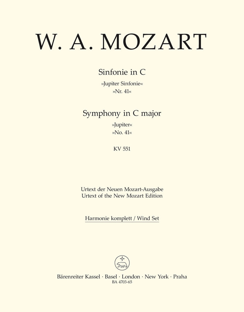Symphony Nr. 41 C major K. 551 "Jupiter Symphony" [set of wind parts]