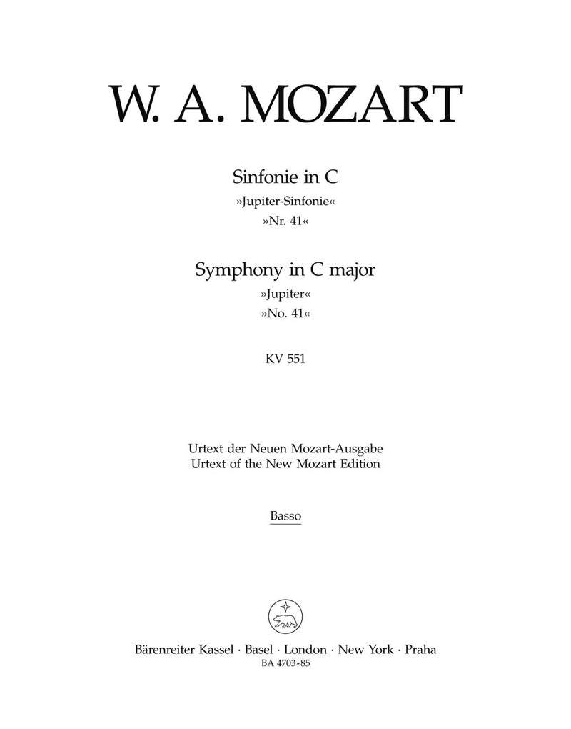 Symphony Nr. 41 C major K. 551 "Jupiter Symphony" [double bass part]