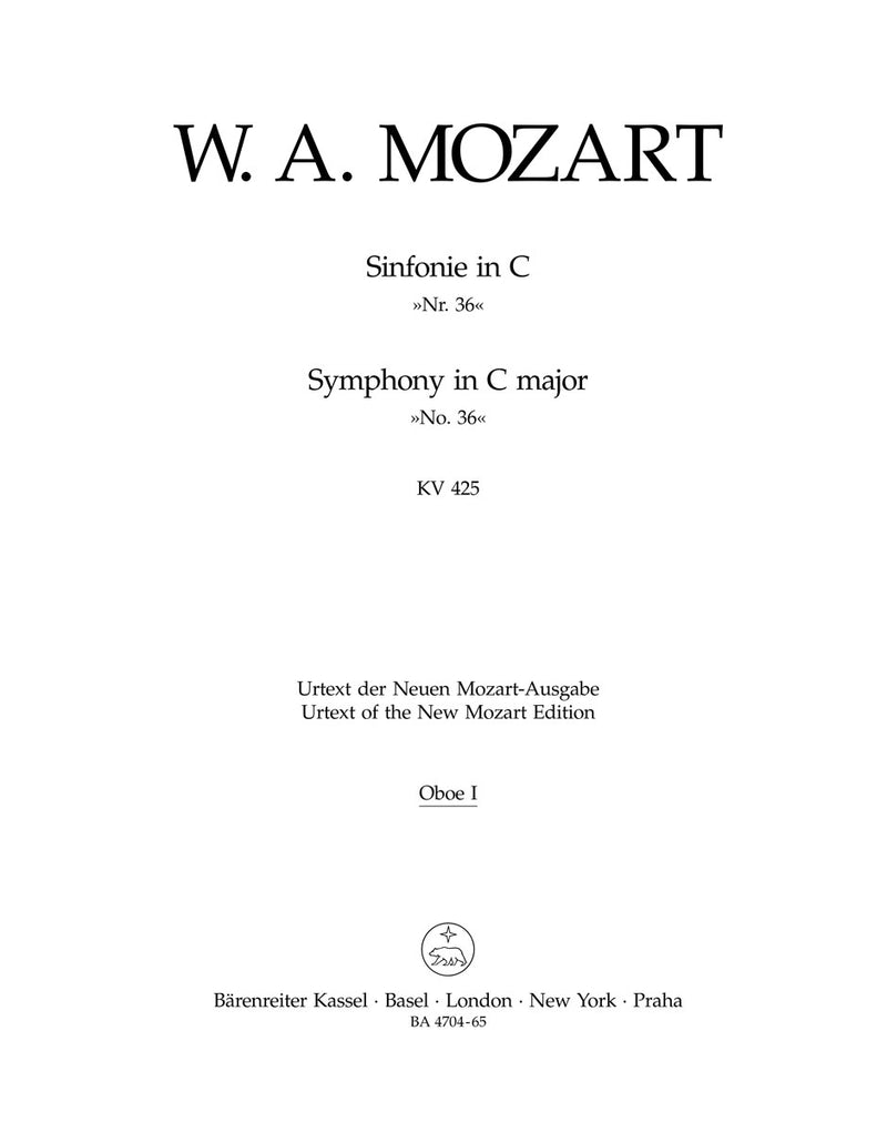 Symphony Nr. 36 C major K. 425 "Linz Symphony" [set of wind parts]