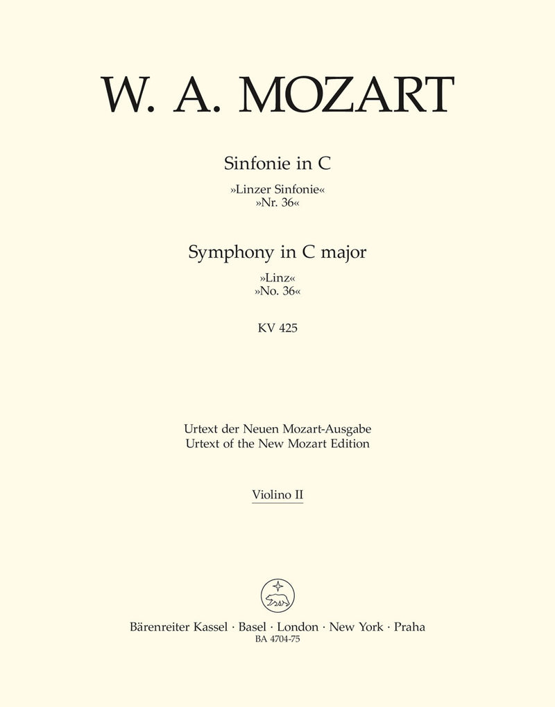 Symphony Nr. 36 C major K. 425 "Linz Symphony" [violin 2 part]