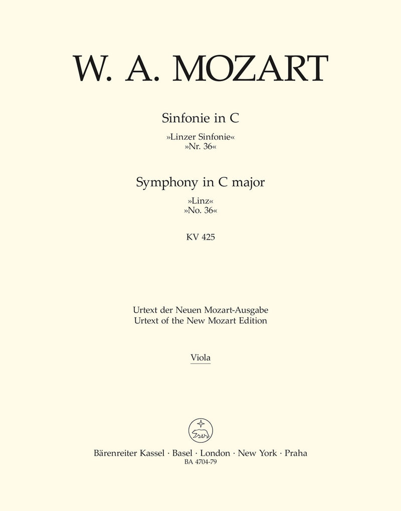 Symphony Nr. 36 C major K. 425 "Linz Symphony" [viola part]