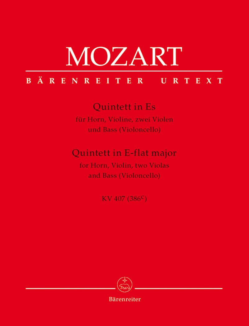 Quintet for Horn, Violin, Two Violas and Bass (Violoncello) E-flat major K. 407 (386c) [set of parts]
