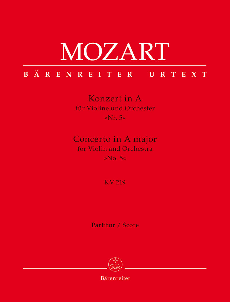 Concerto for Violin and Orchestra Nr. 5 A major K. 219 [score]