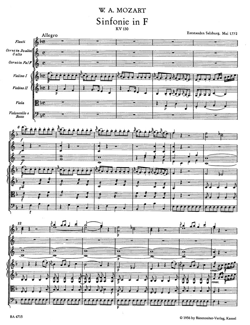 Symphony Nr. 18 F major K. 130 [score]