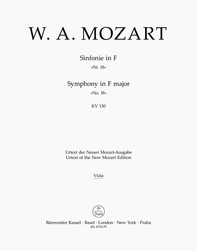 Symphony Nr. 18 F major K. 130 [viola part]
