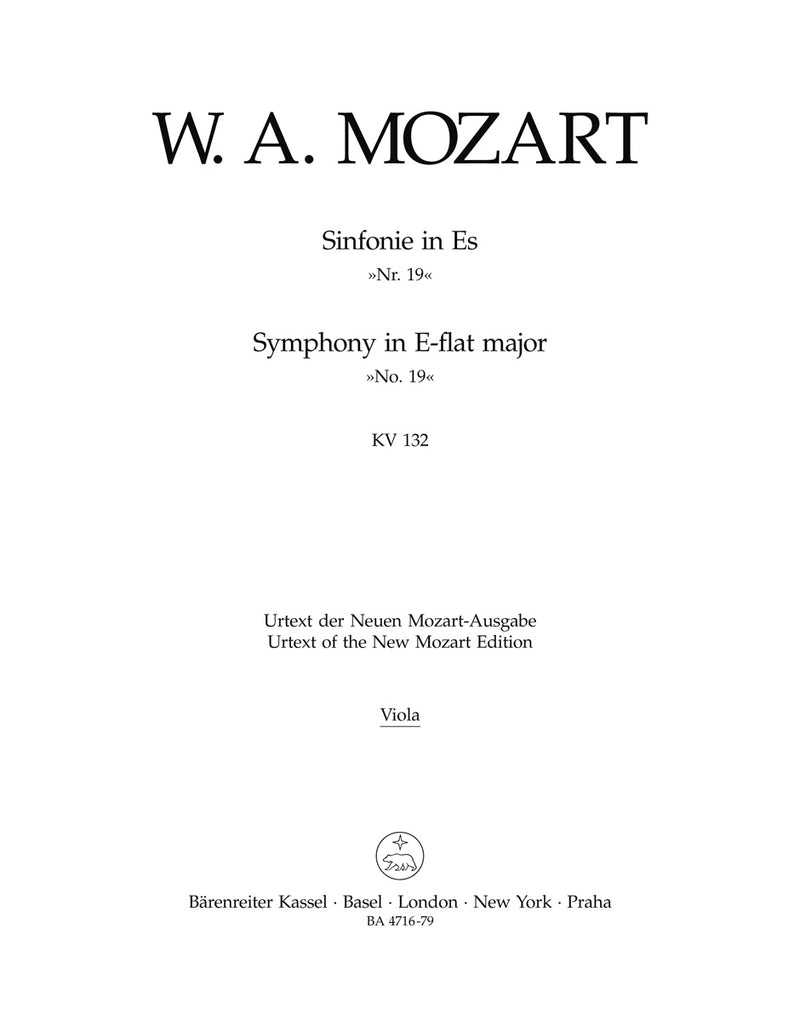 Symphony Nr. 19 E-flat major K. 132 [viola part]