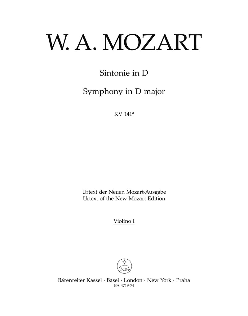 Symphony D major K. 141a(161) -"Overture to K. 126 ""Il sogno di Scipione"""- [violin 1 part]