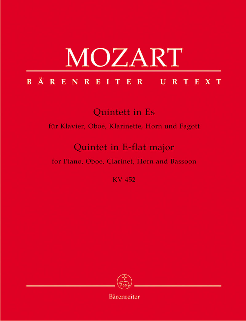 Quintet for Piano, Oboe, Clarinet, Horn and Bassoon E-flat major K. 452 (Piano Quintet) [Performance score, set of parts]