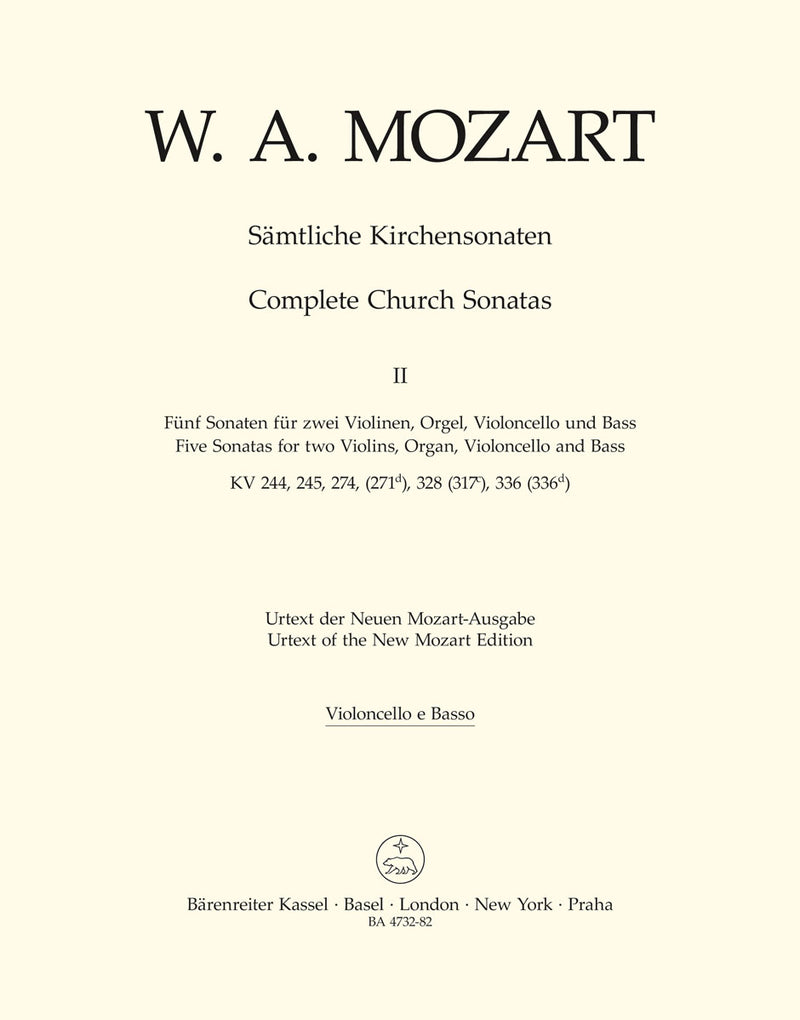 Complete Church Sonatas, Vol. 2 [Cello/bass part]