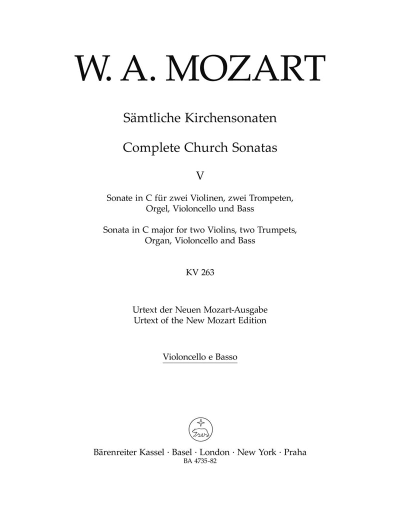 Complete Church Sonatas, Vol. 5 [Cello/bass part]