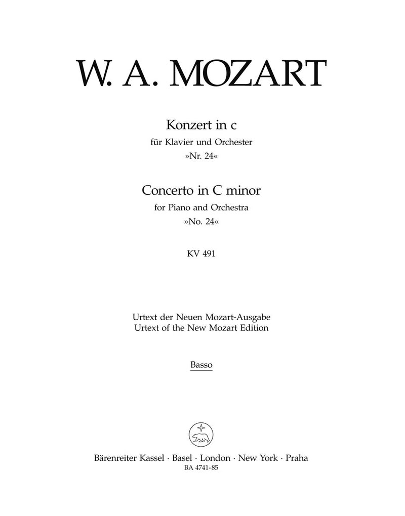 Concerto for Piano and Orchestra Nr. 24 C minor K. 491 [double bass part]