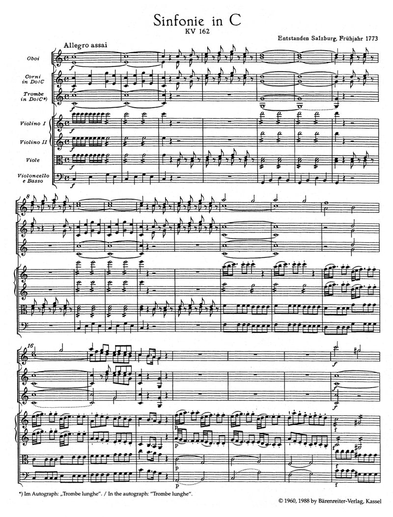 Symphony Nr. 22 C major K. 162 [score]