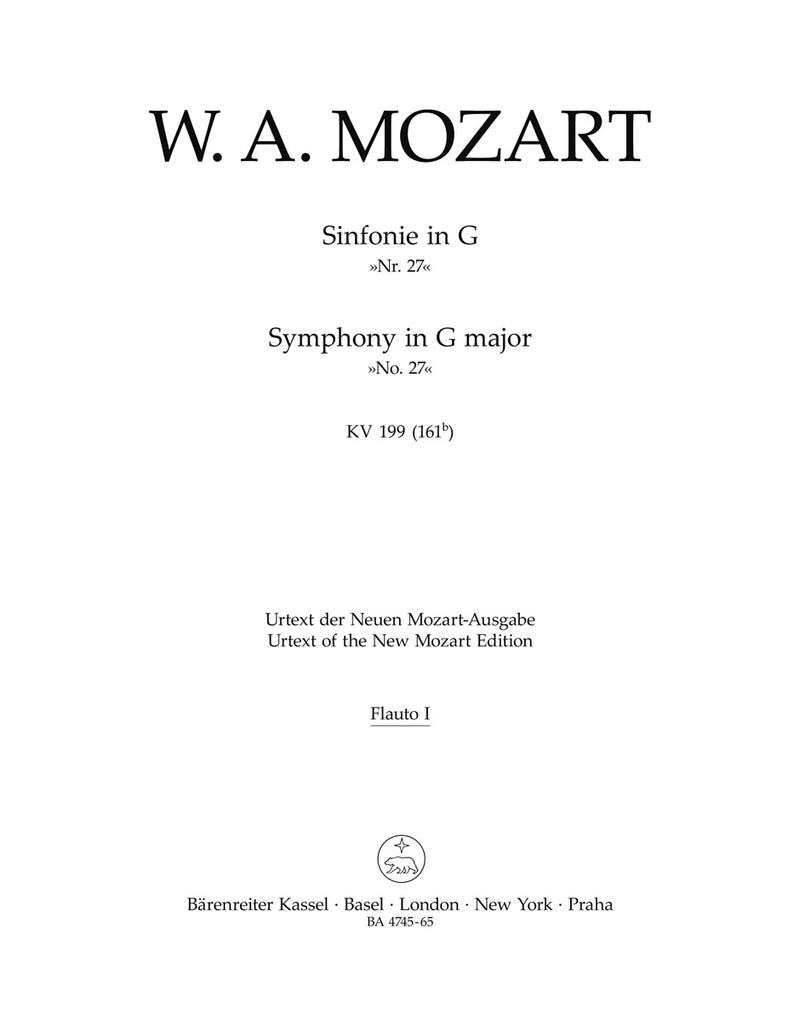Symphony Nr. 27 G major K. 199 (161b) [set of wind parts]