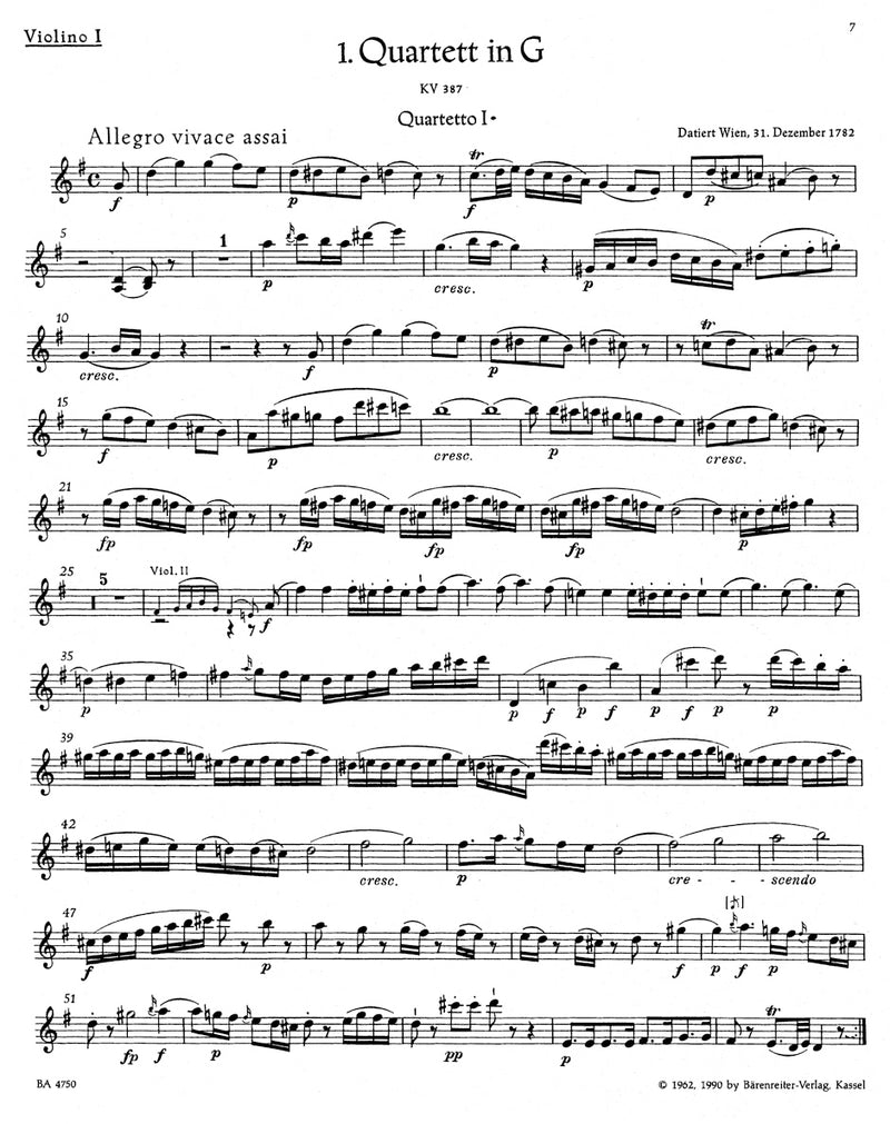 The Ten Celebrated String Quartets [set of parts]