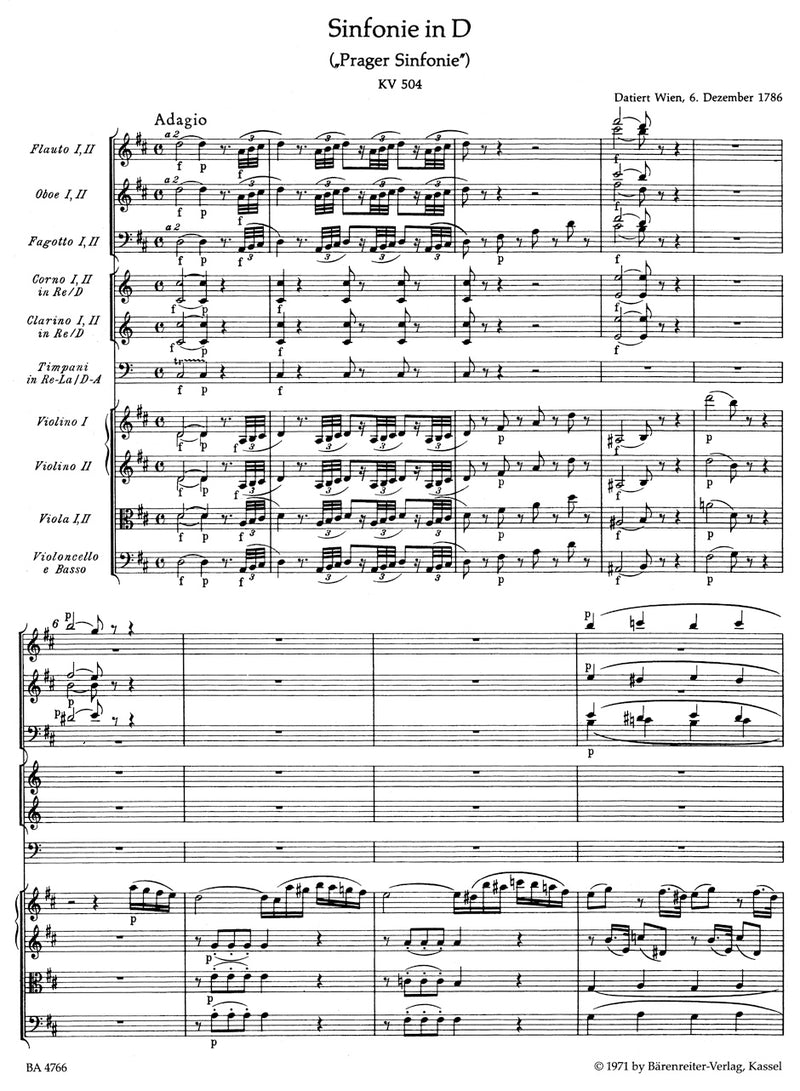 Symphony Nr. 38 D major K. 504 "Prague Symphony" [score]
