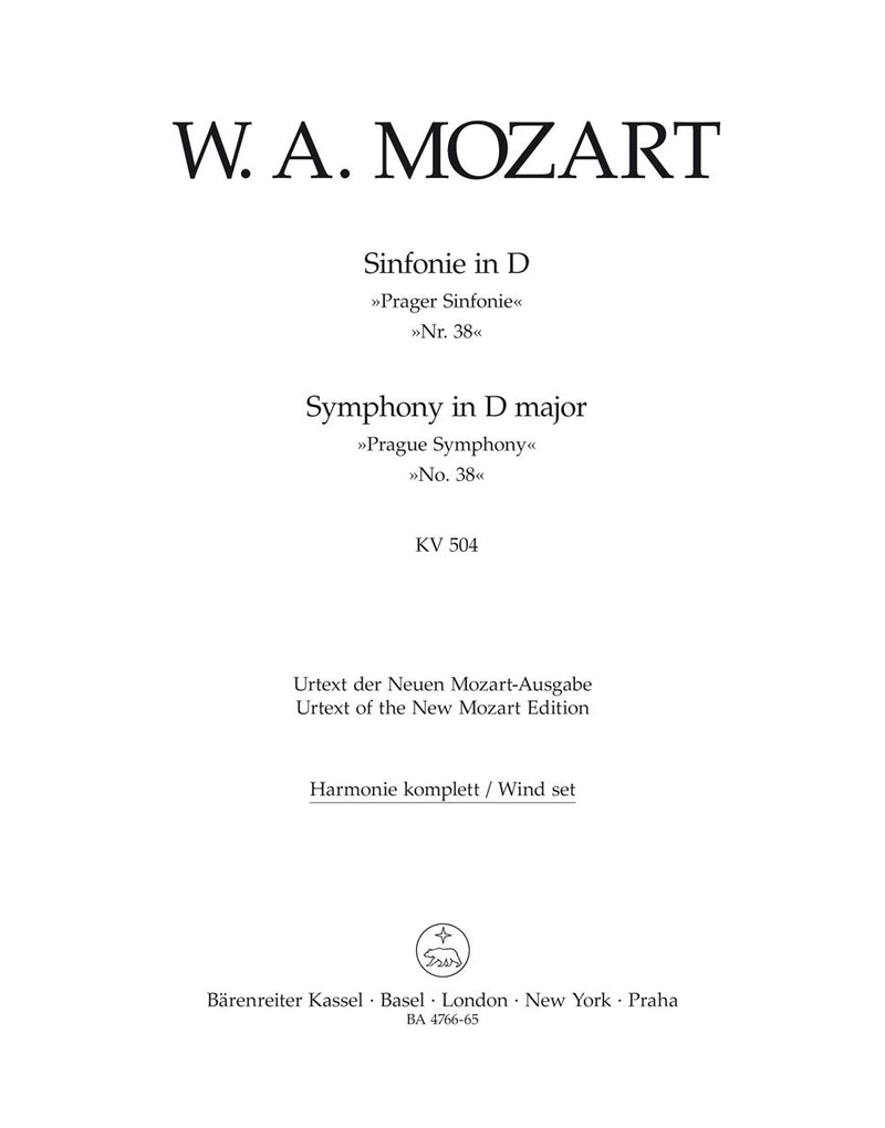 Symphony Nr. 38 D major K. 504 "Prague Symphony" [set of wind parts]