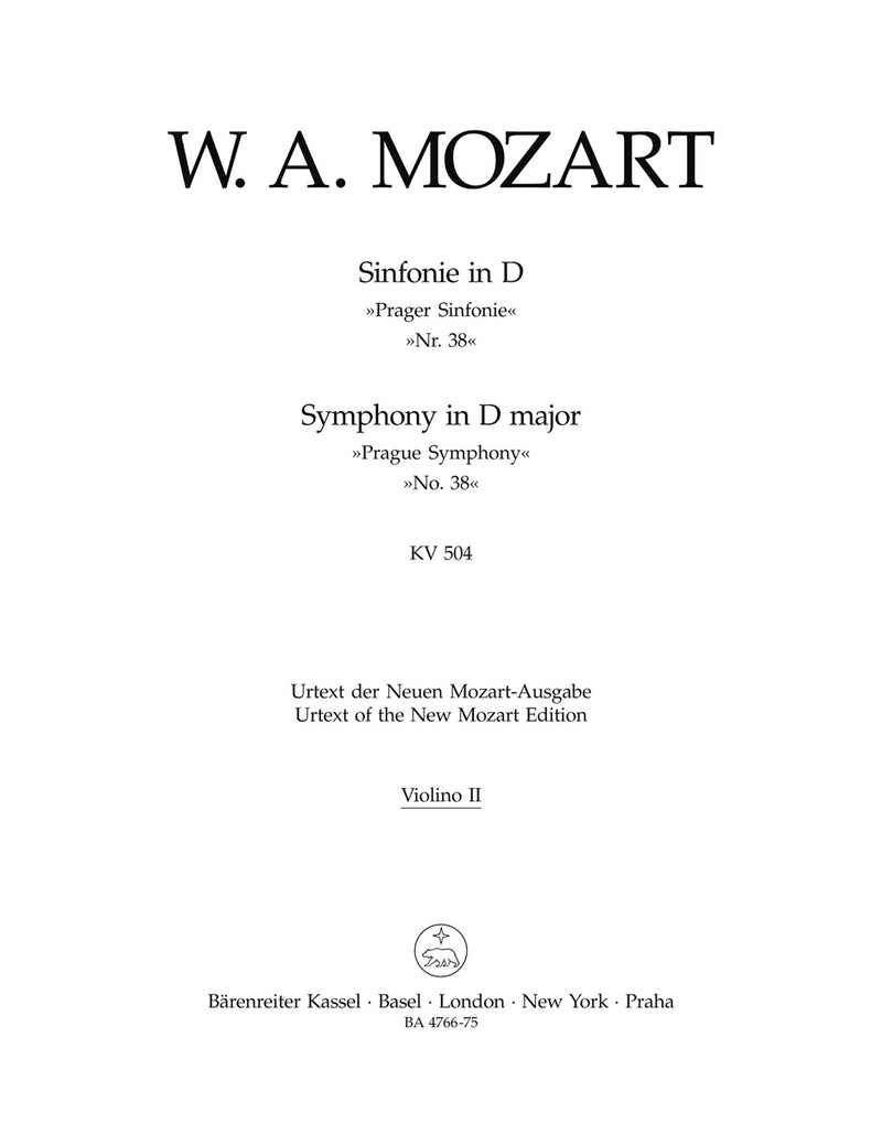 Symphony Nr. 38 D major K. 504 "Prague Symphony" [violin 2 part]