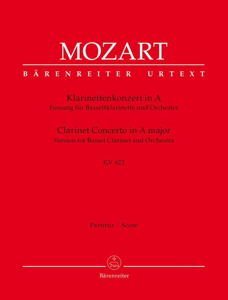Concerto for Clarinet and Orchestra A major K. 622 (Reconstructed Version for Basset Clarinet and Orchestra) [score]