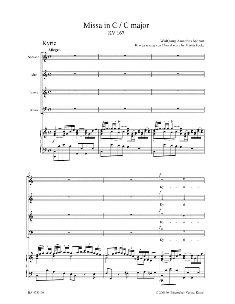 Missa C major K. 167 "Trinitatis Mass" （ヴォーカル・スコア）