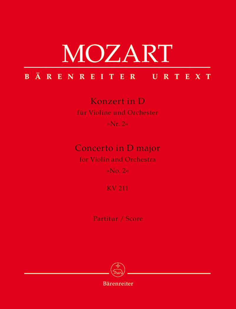Concerto for Violin and Orchestra Nr. 2 D major K. 211 [score]