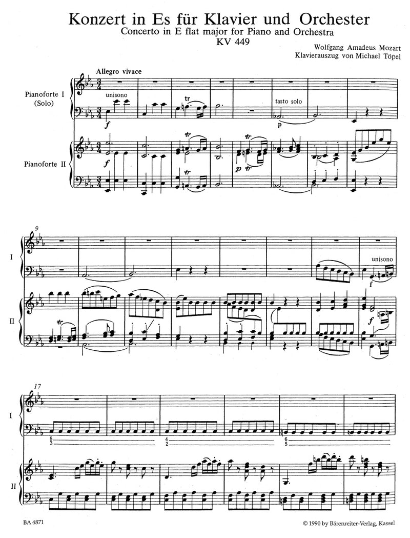 Concerto for Piano and Orchestra Nr. 14 E-flat major K. 449 (Edition for piano quintet)